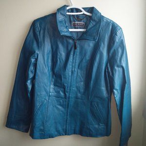 Guillaume Leather Jacket Teal M